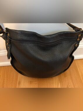 Black Leather Bag with Gold Hardware.